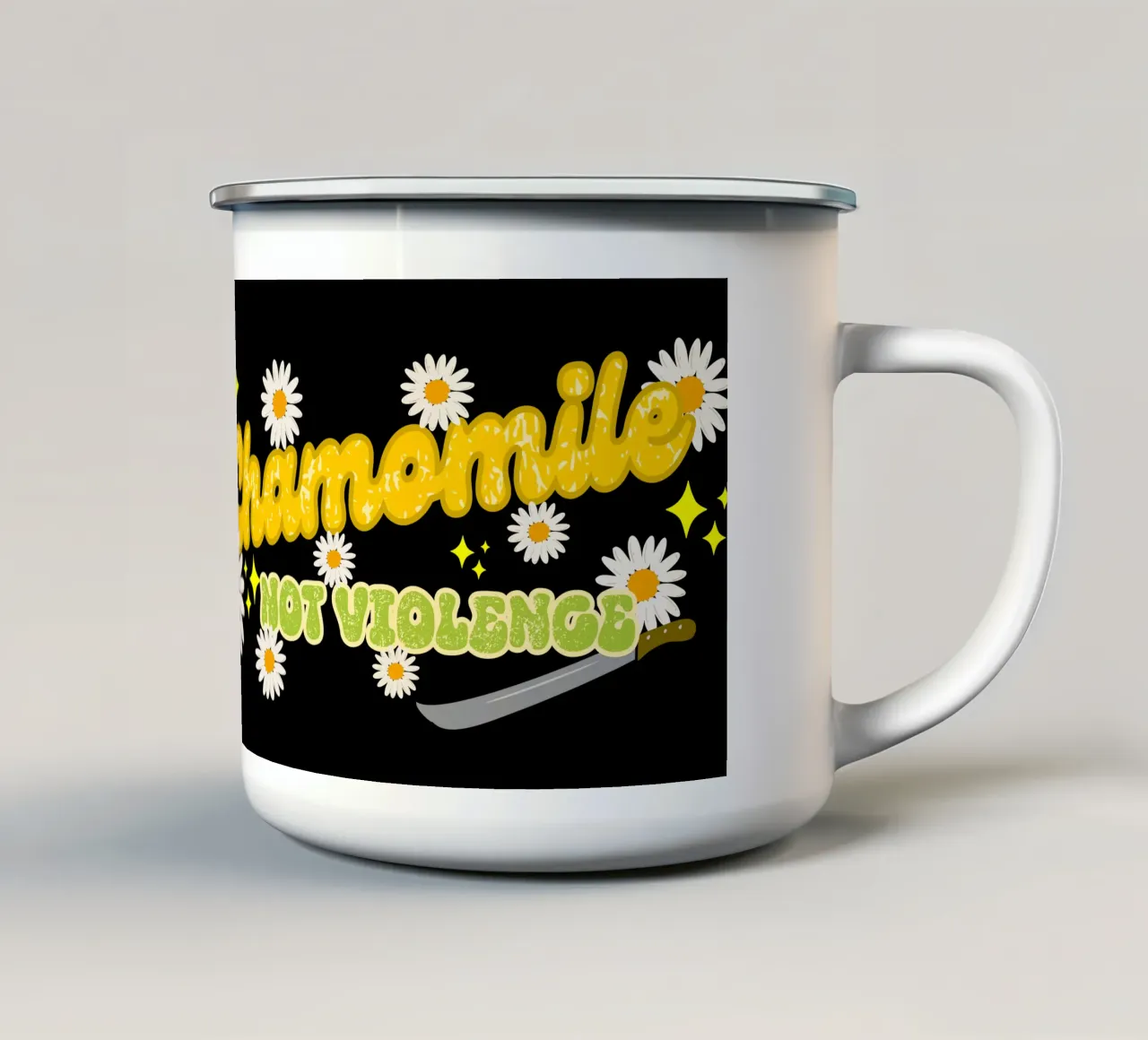 Camomilla Non Violenza tazza in smalto da sillyindustries