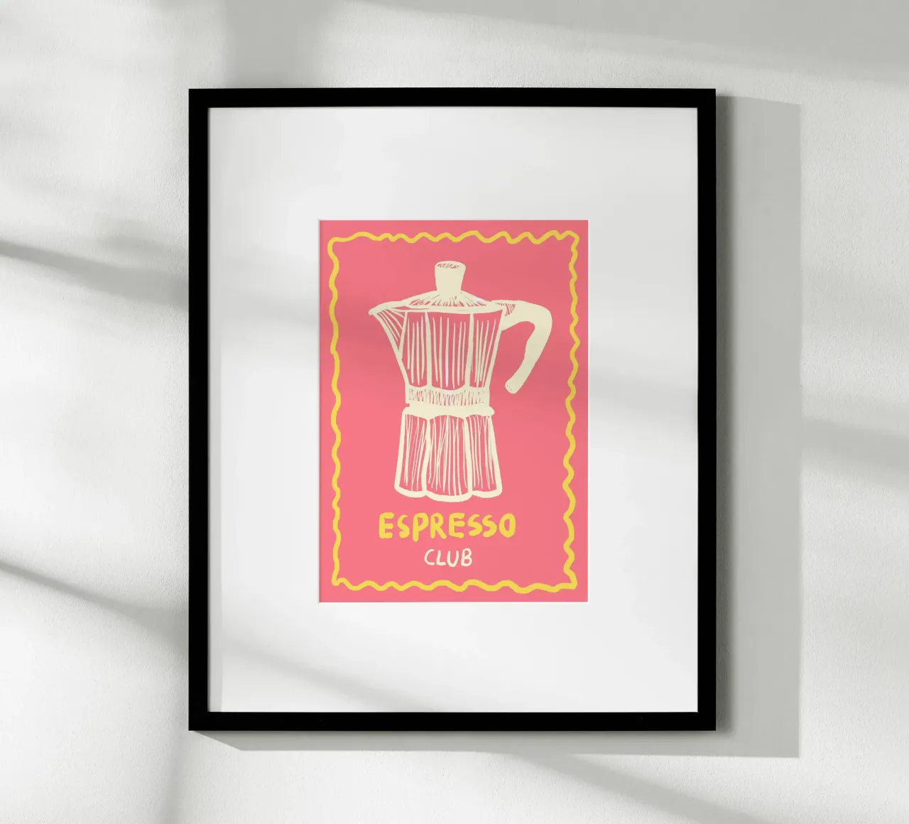Espresso Club pink Poster mit Aluminium Rahmen von Studio Dolci