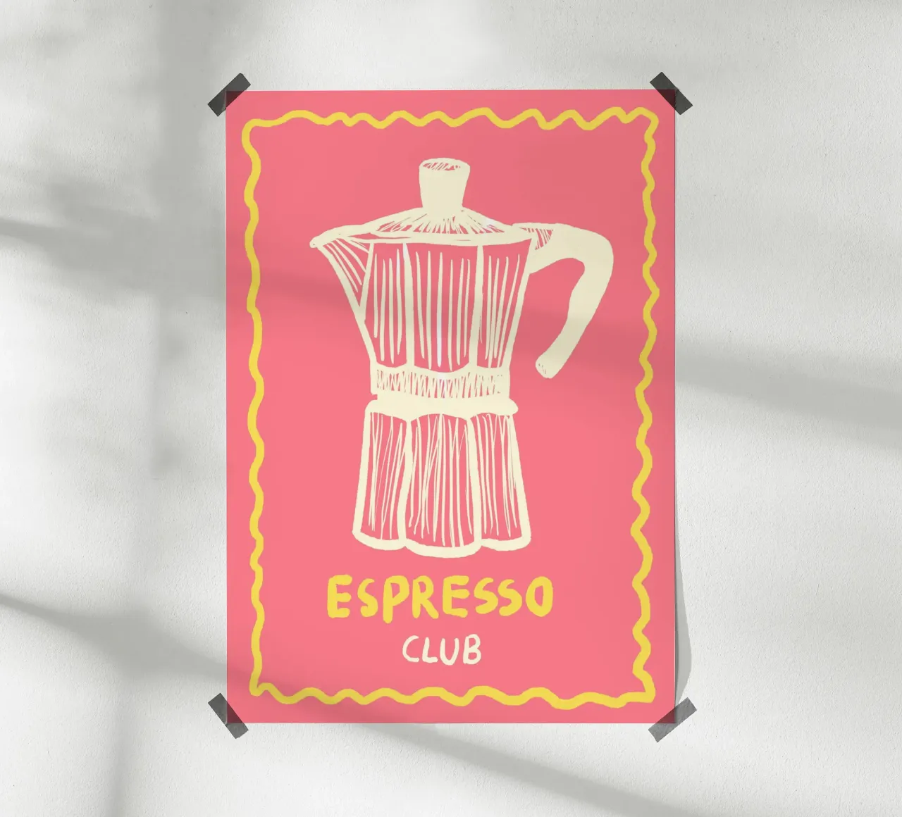 Espresso Club pink Poster mit Aluminium Rahmen von Studio Dolci
