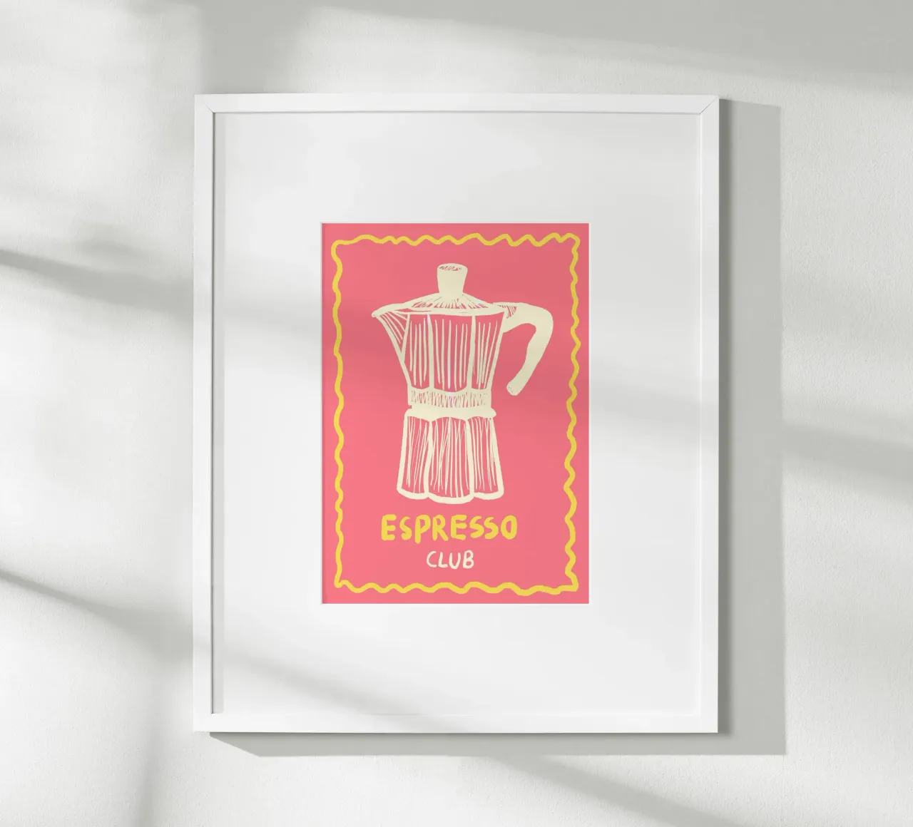 Espresso Club pink Poster mit Aluminium Rahmen von Studio Dolci