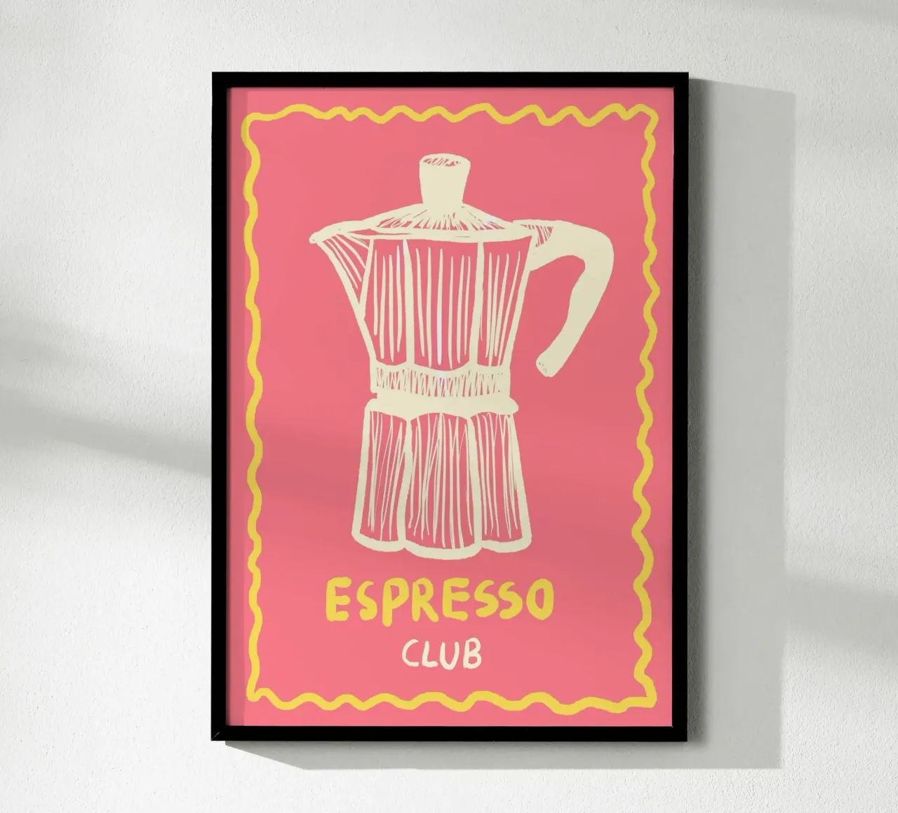 Espresso Club pink Poster mit Aluminium Rahmen von Studio Dolci