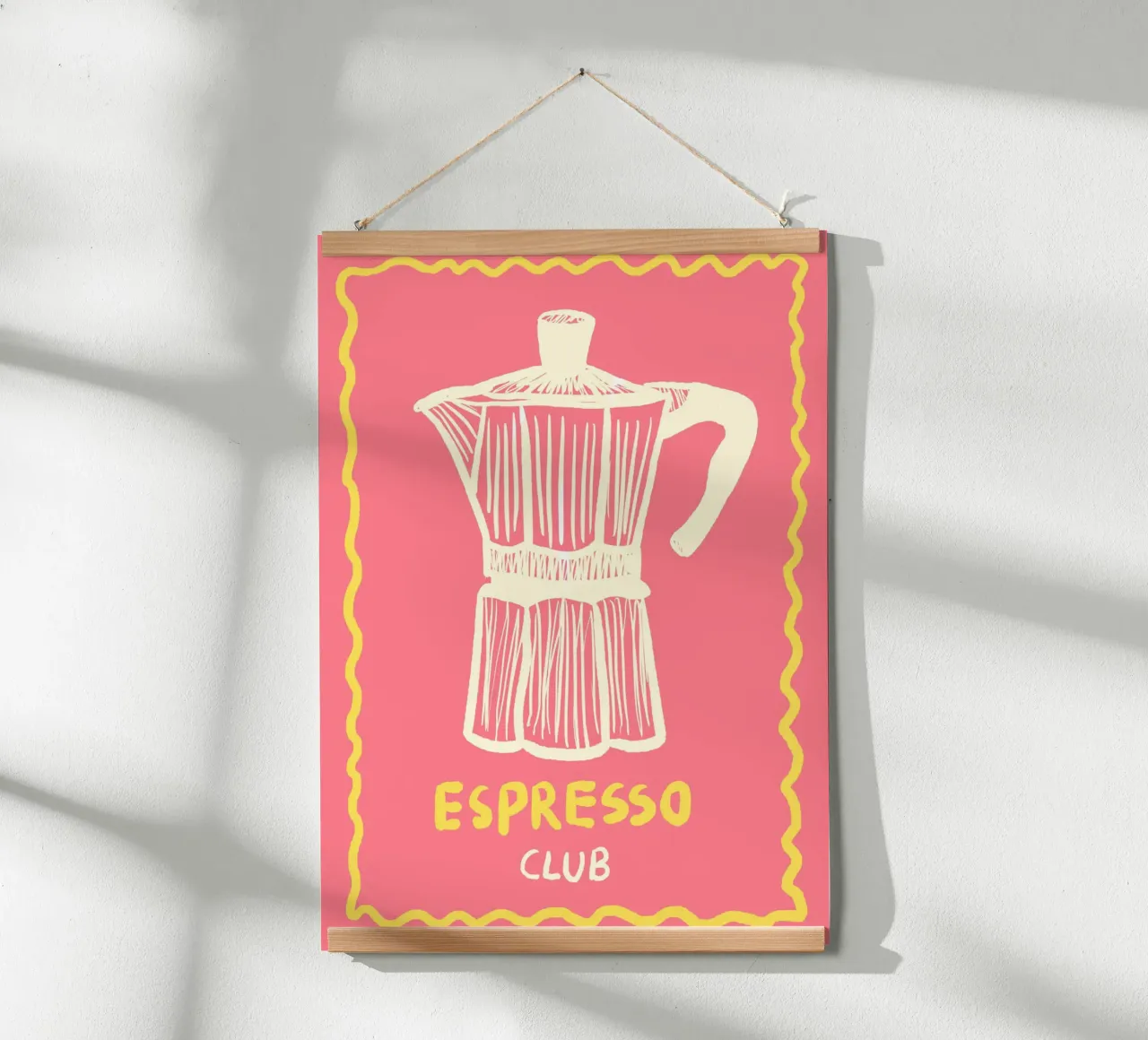 Espresso Club pink Poster mit Aluminium Rahmen von Studio Dolci