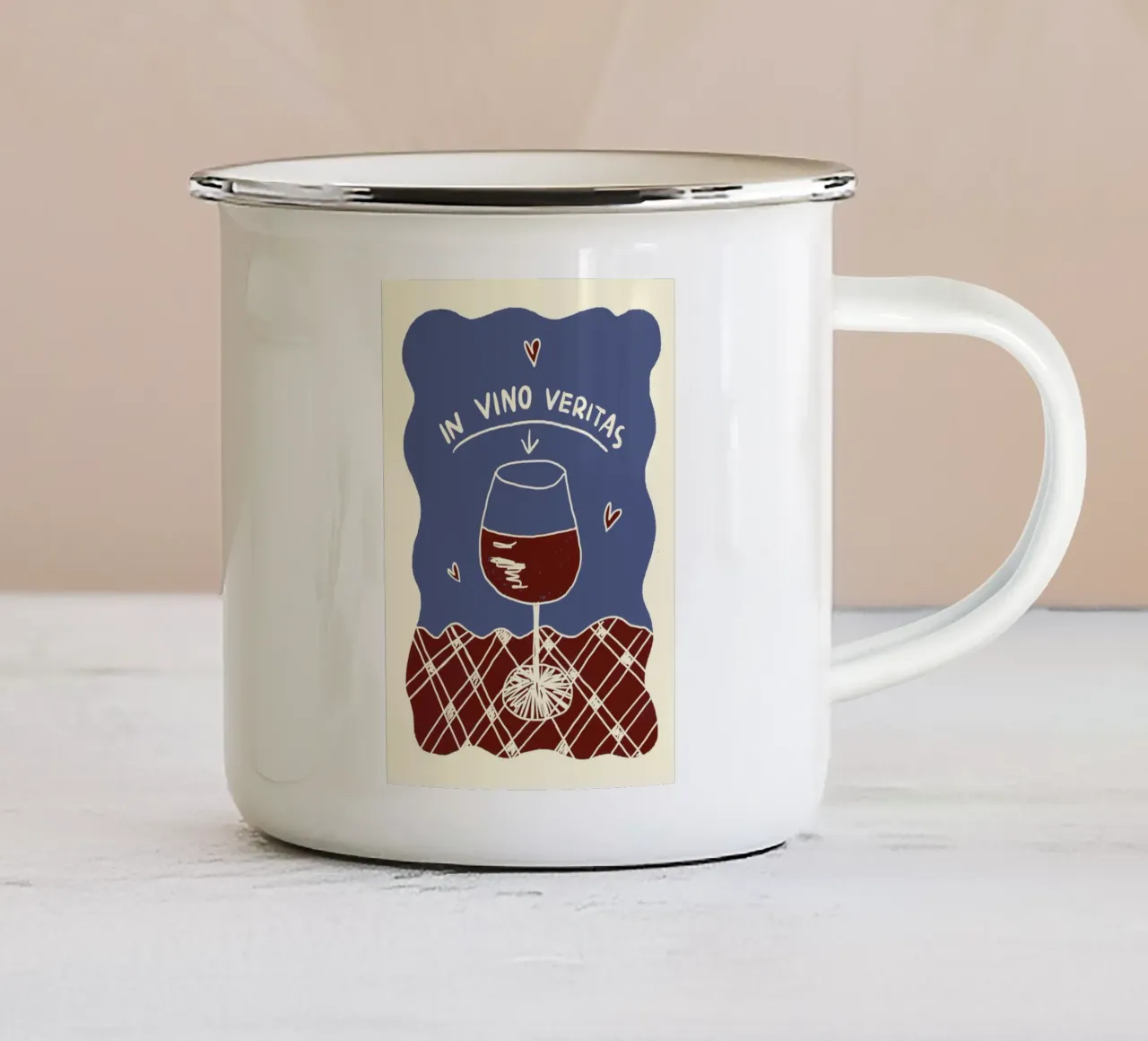 In Vino Veritas tazza in smalto da Studio Dolci