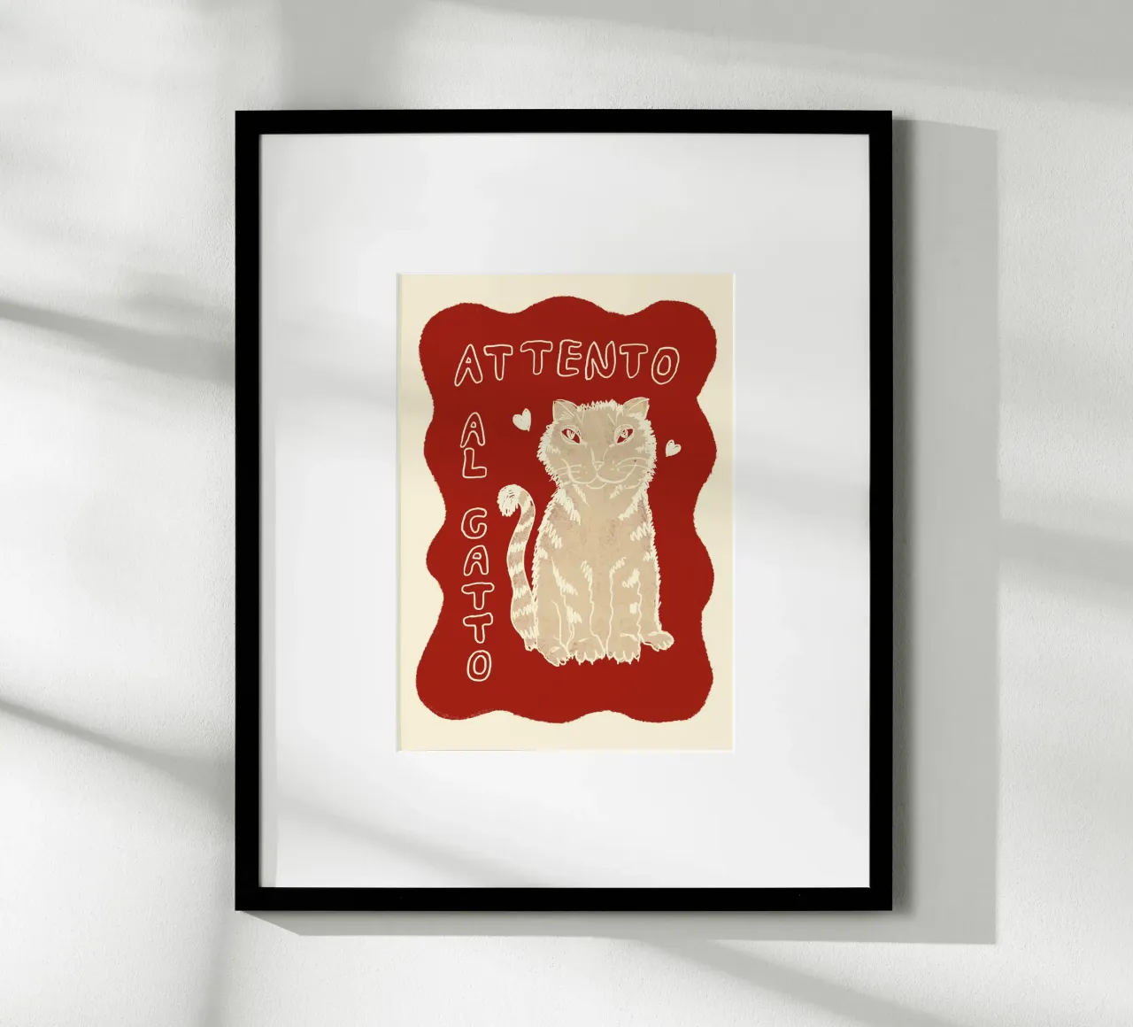 Attento al Catto - Katze rot beige poster da Studio Dolci