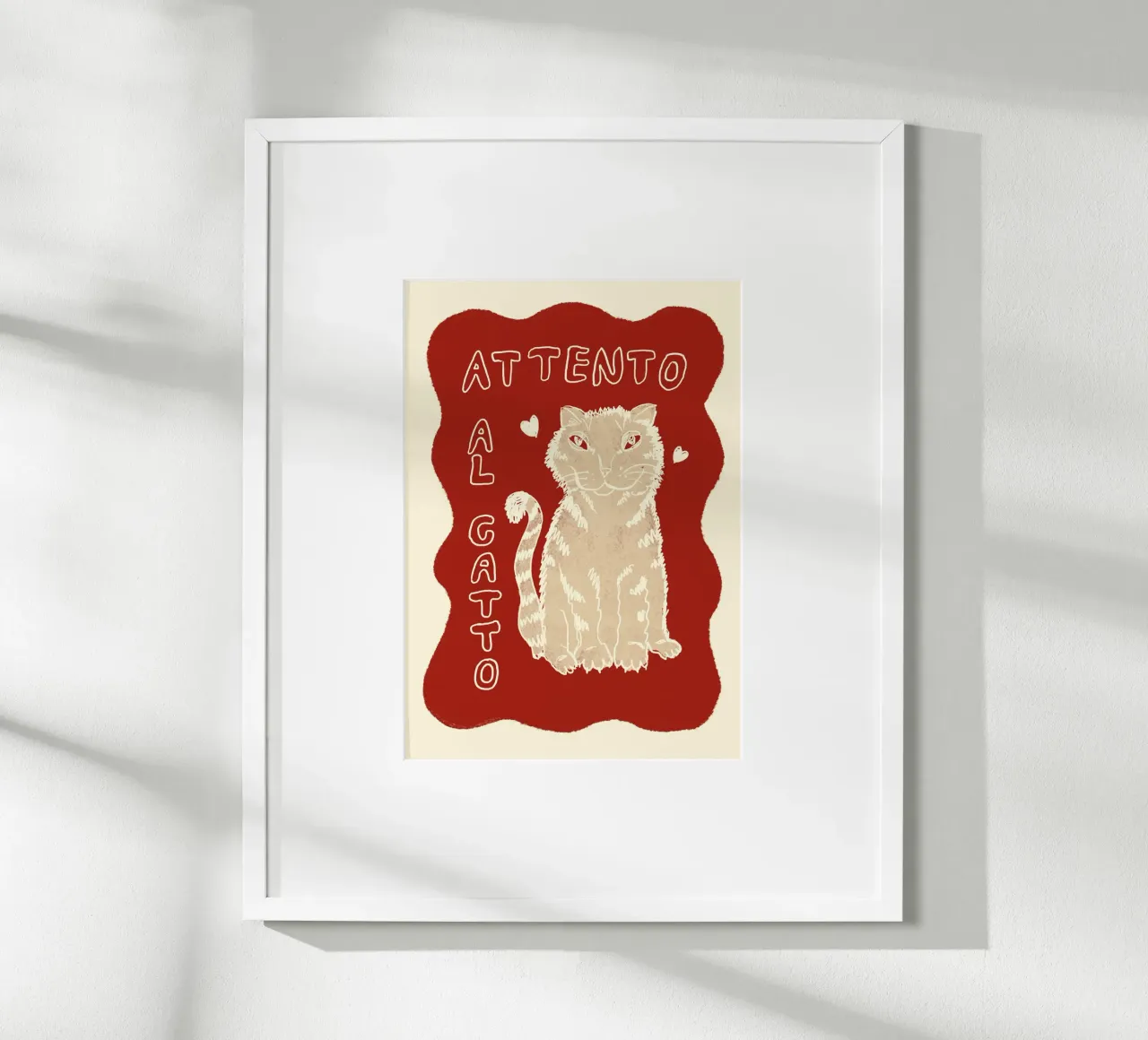 Attento al Catto - Katze rot beige poster da Studio Dolci
