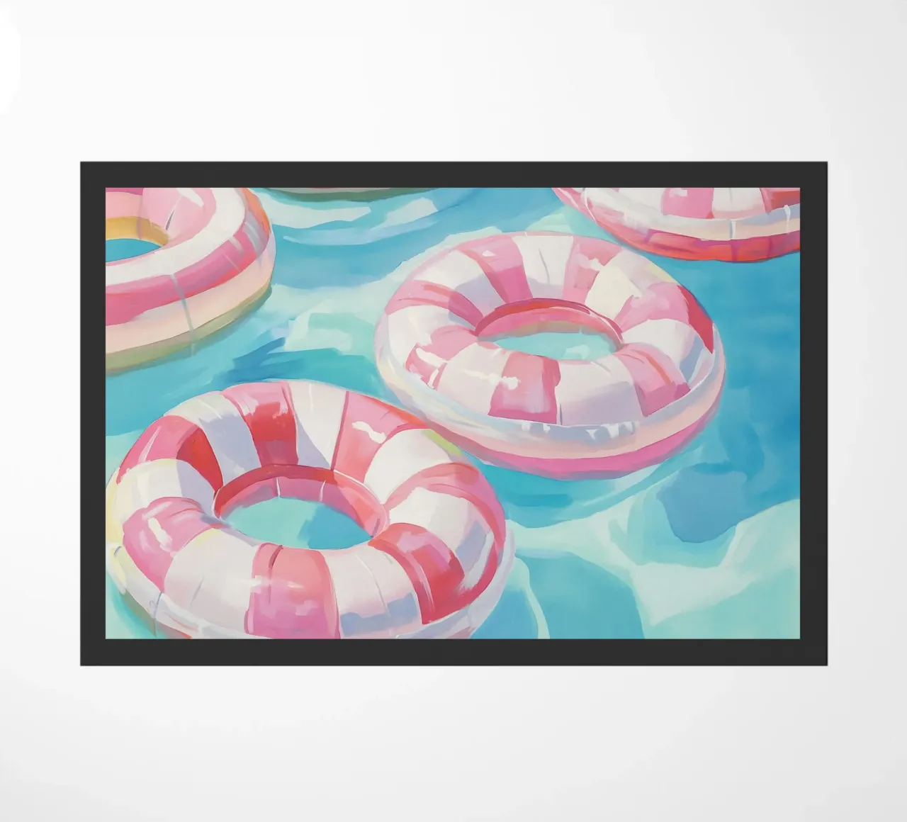 Pinkes Schwimmreifen Vergnügen Fußmatte von Carinaprint