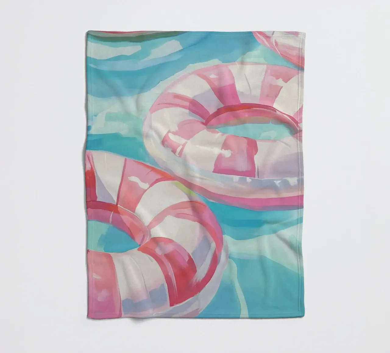 Pink floating tyre fun fleece blanket by Carinaprint