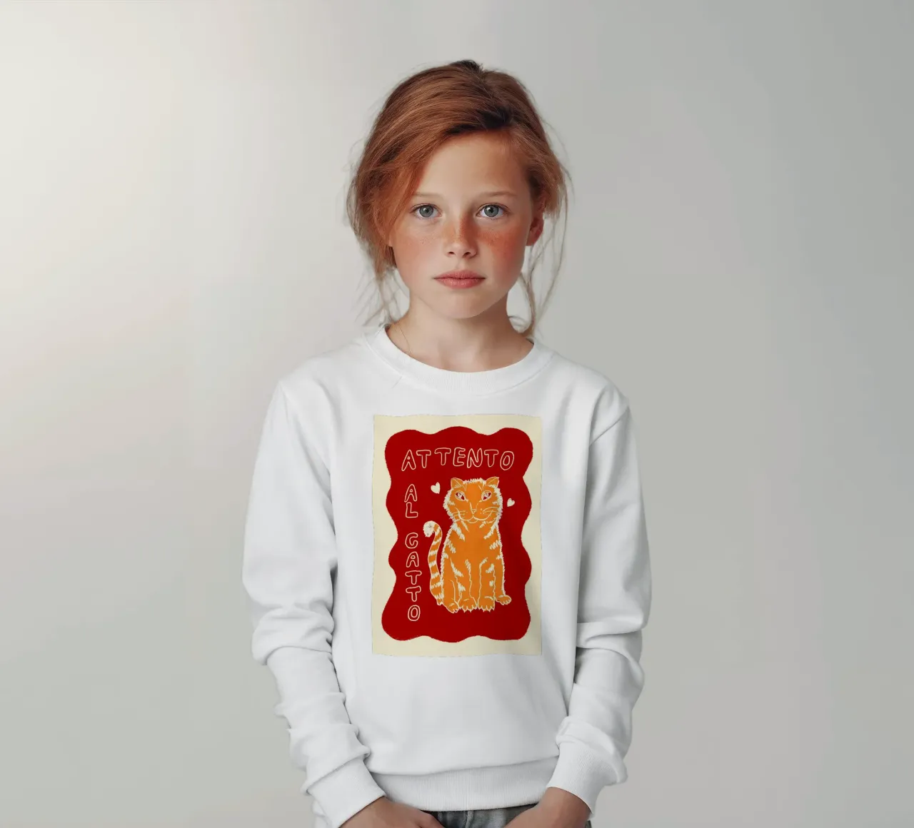 Attento al Catto - Katze orange kids sweatshirt by Studio Dolci