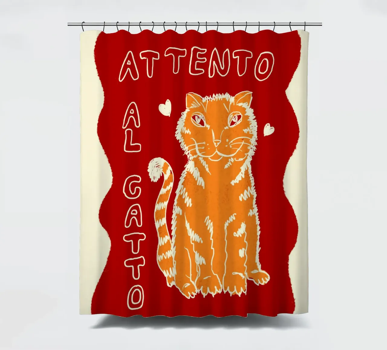 Attento al Catto - Katze orange shower curtain by Studio Dolci