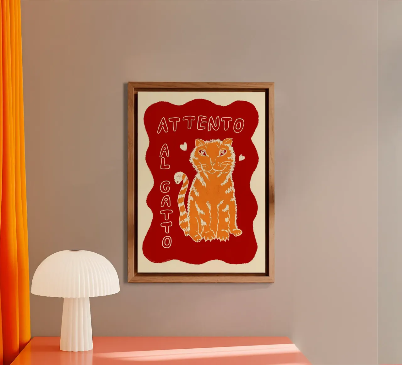 Attento al Catto - Katze orange alu-dibond by Studio Dolci