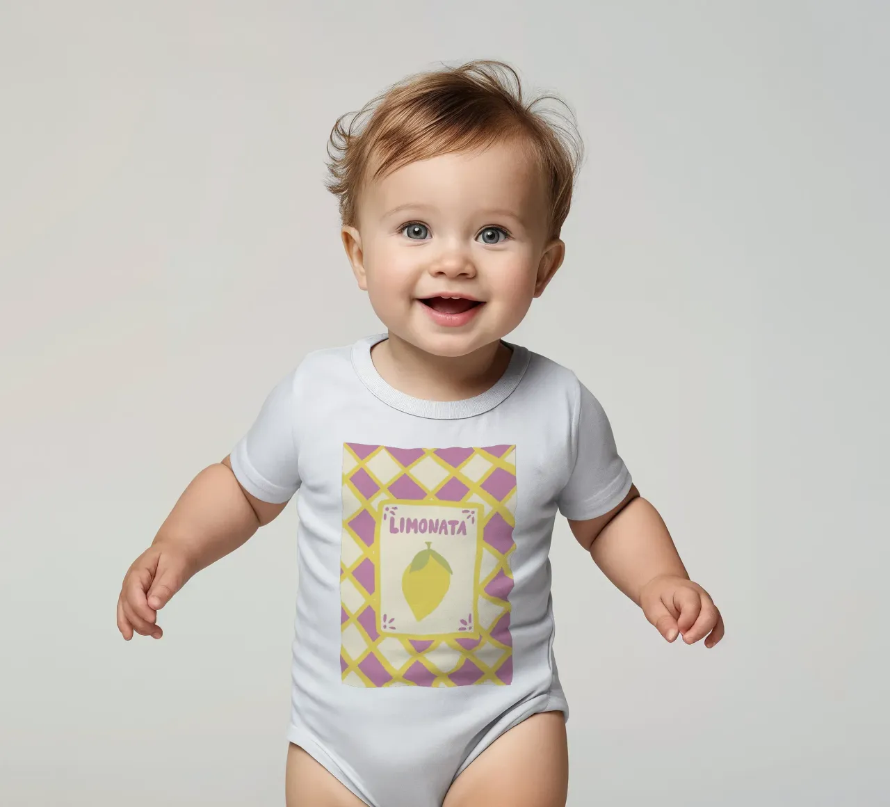 Limonata short-sleeve baby romper by Studio Dolci