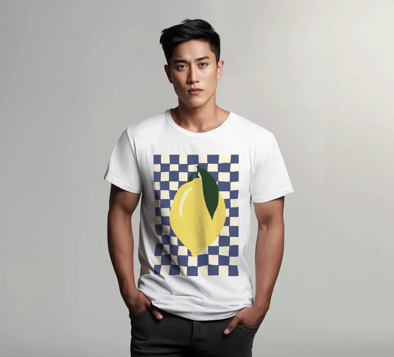 Zitrone auf Karomuster t-shirt da Studio Dolci