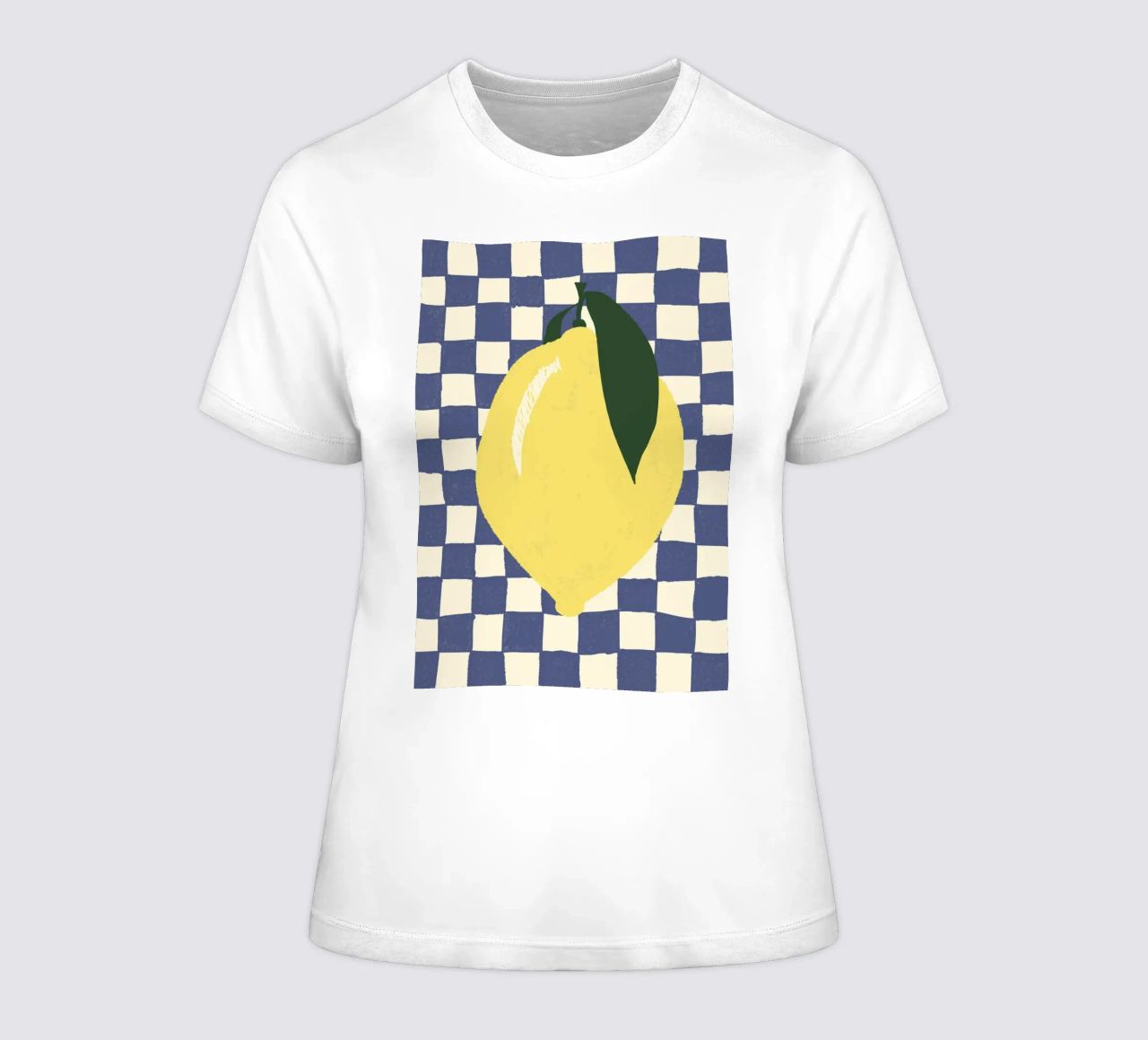 Zitrone auf Karomuster t-shirt da donna da Studio Dolci