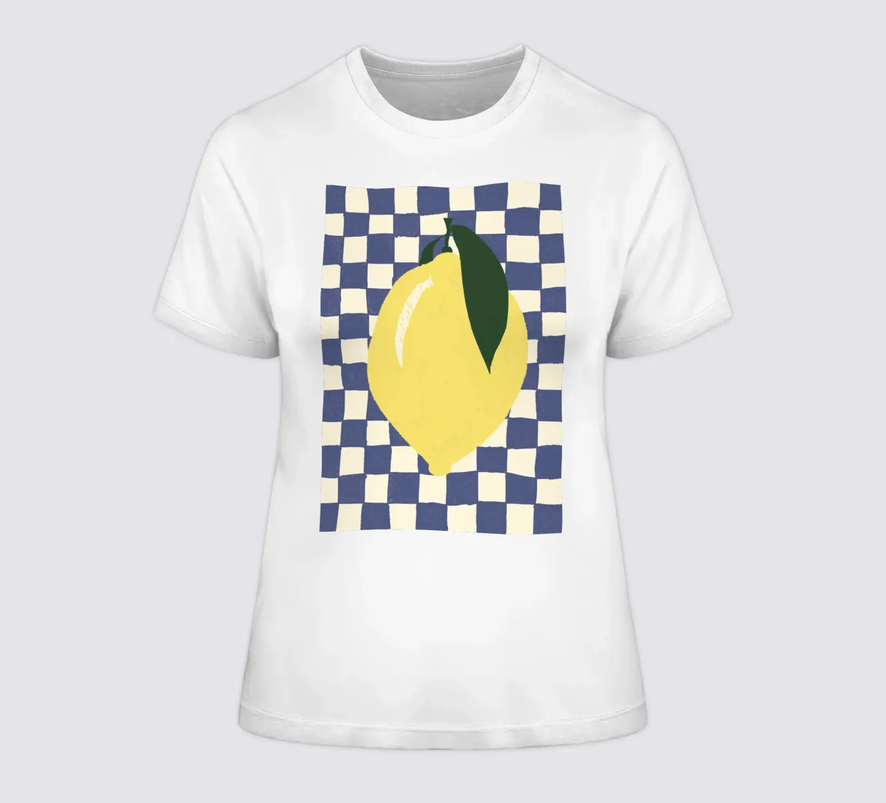 Zitrone auf Karomuster t-shirt da donna da Studio Dolci