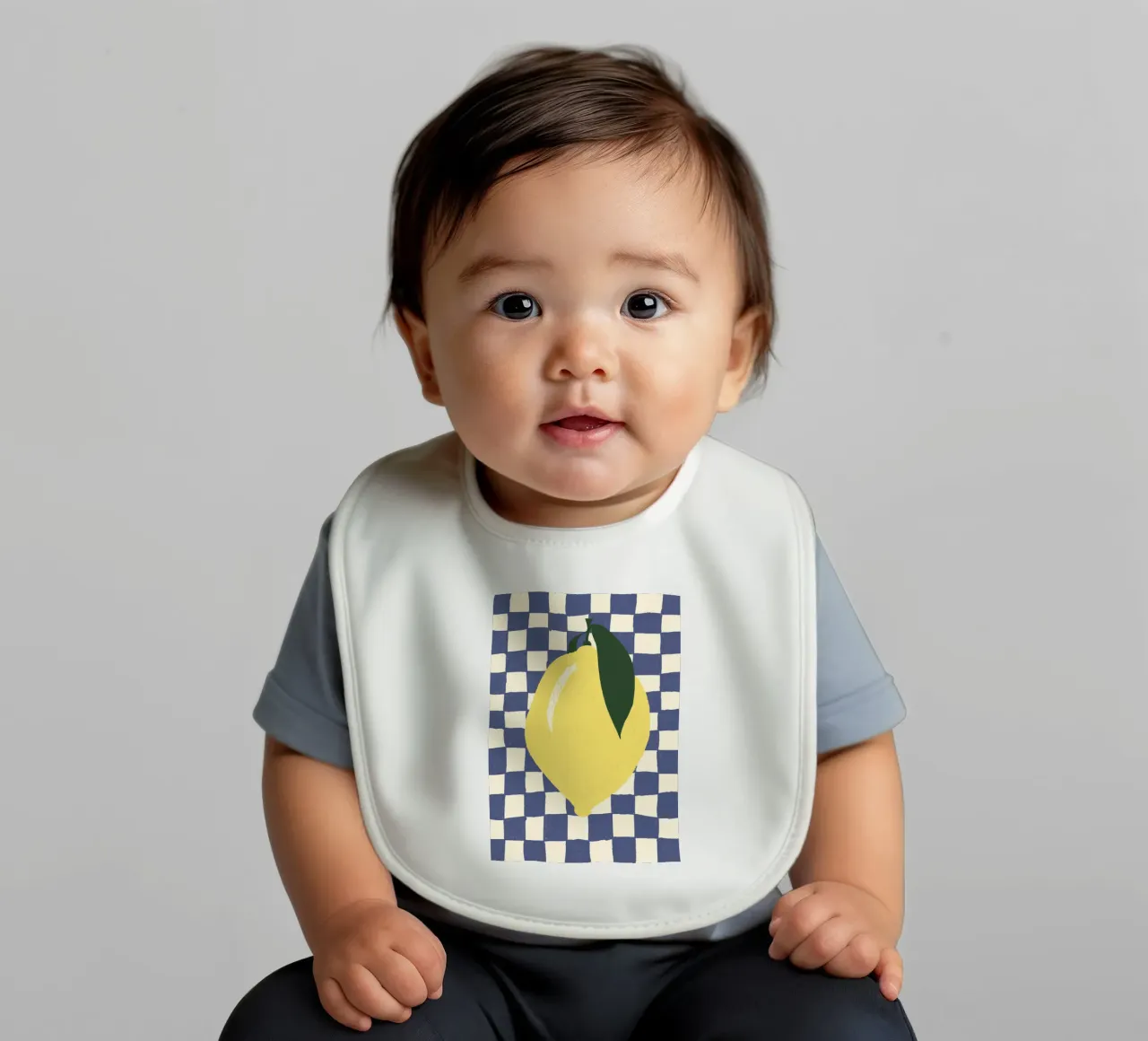 Zitrone auf Karomuster Babylätzchen von Studio Dolci