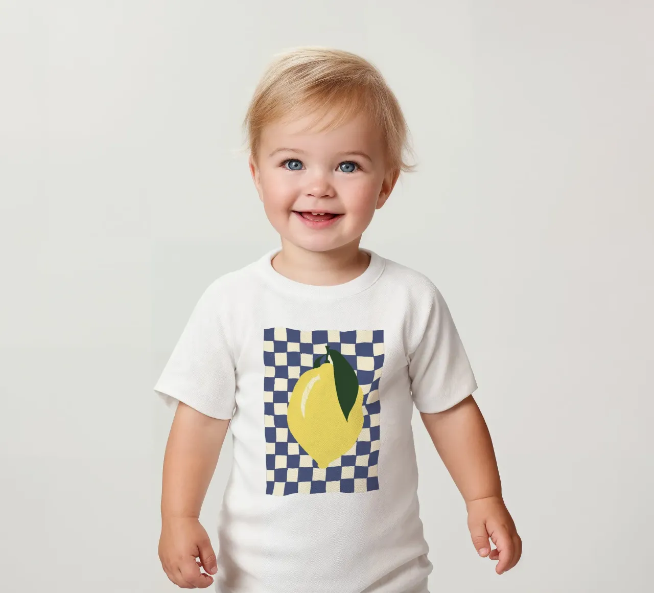 Zitrone auf Karomuster baby t-shirt by Studio Dolci