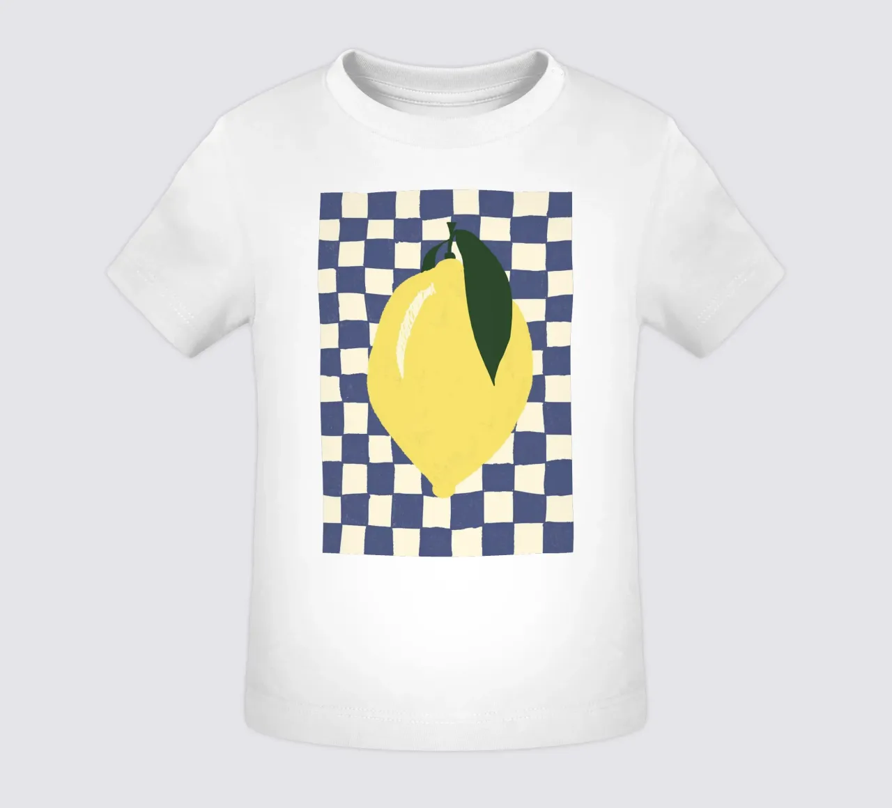 Zitrone auf Karomuster Baby T-Shirt von Studio Dolci