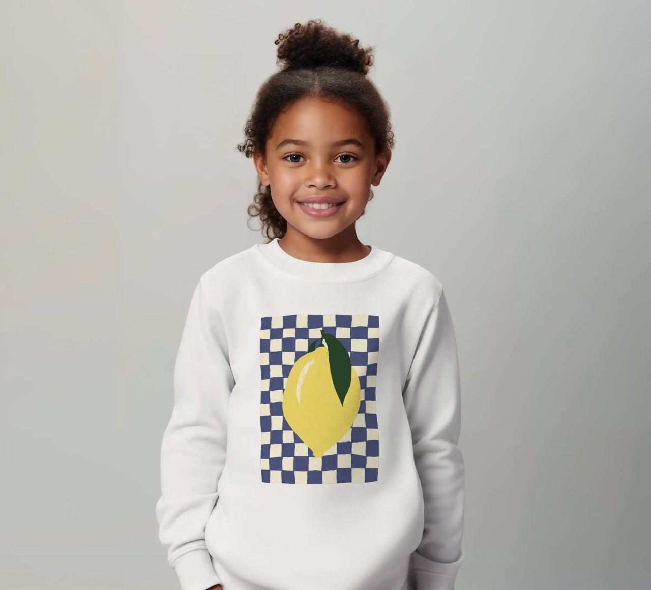 Zitrone auf Karomuster felpa bambino da Studio Dolci