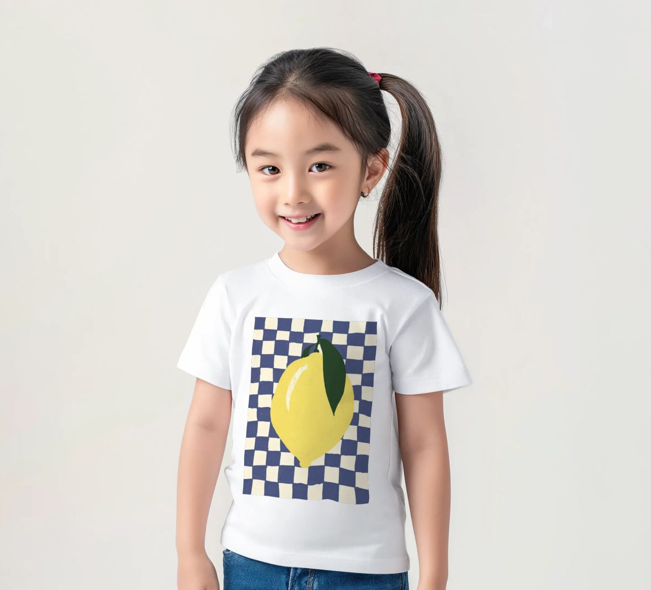 Zitrone auf Karomuster t-shirt bambini da Studio Dolci