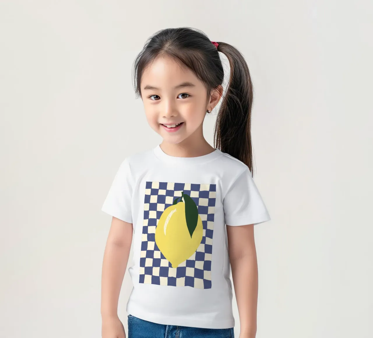 Zitrone auf Karomuster t-shirt bambini da Studio Dolci
