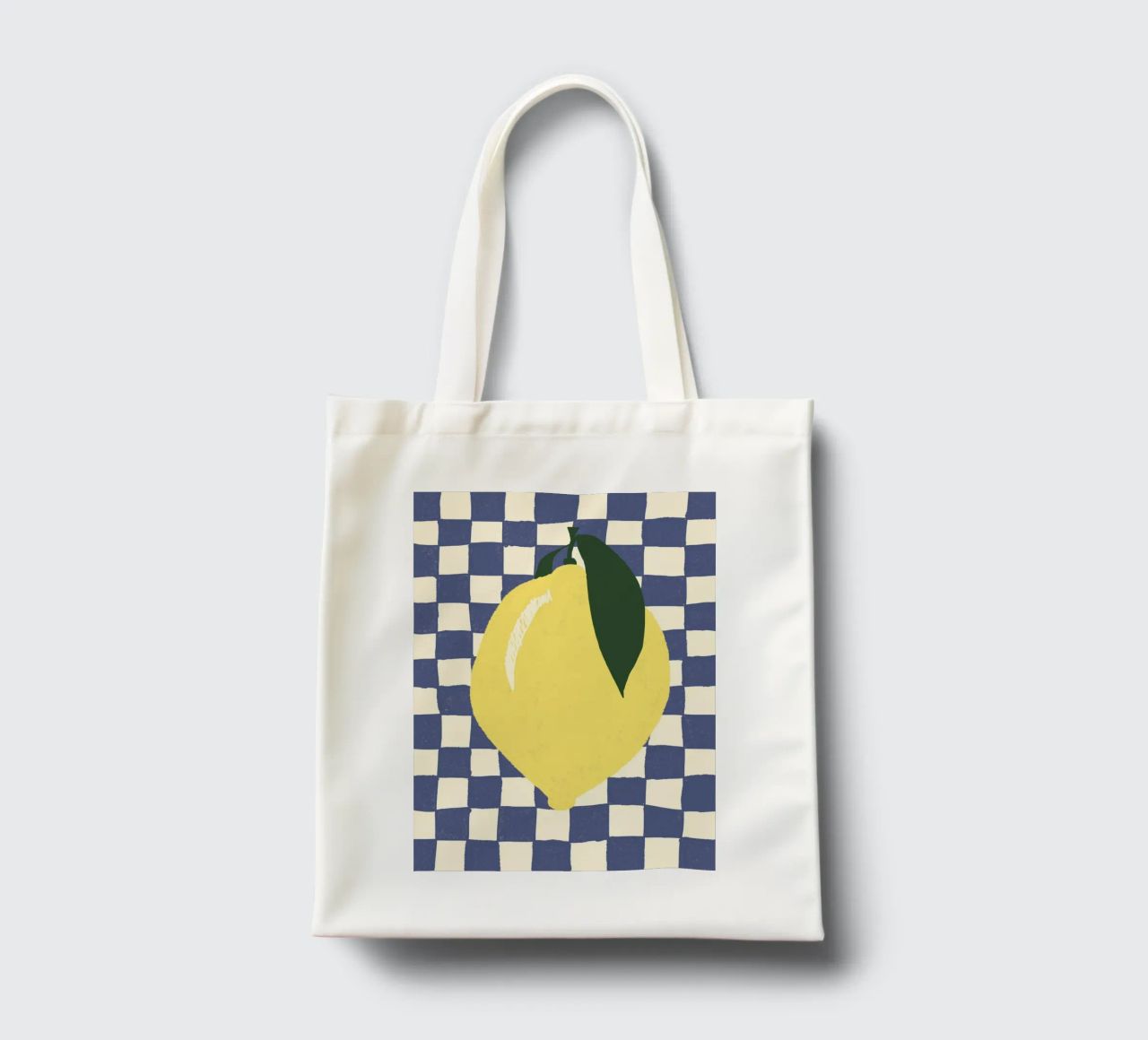 Zitrone auf Karomuster borsa in juta da Studio Dolci