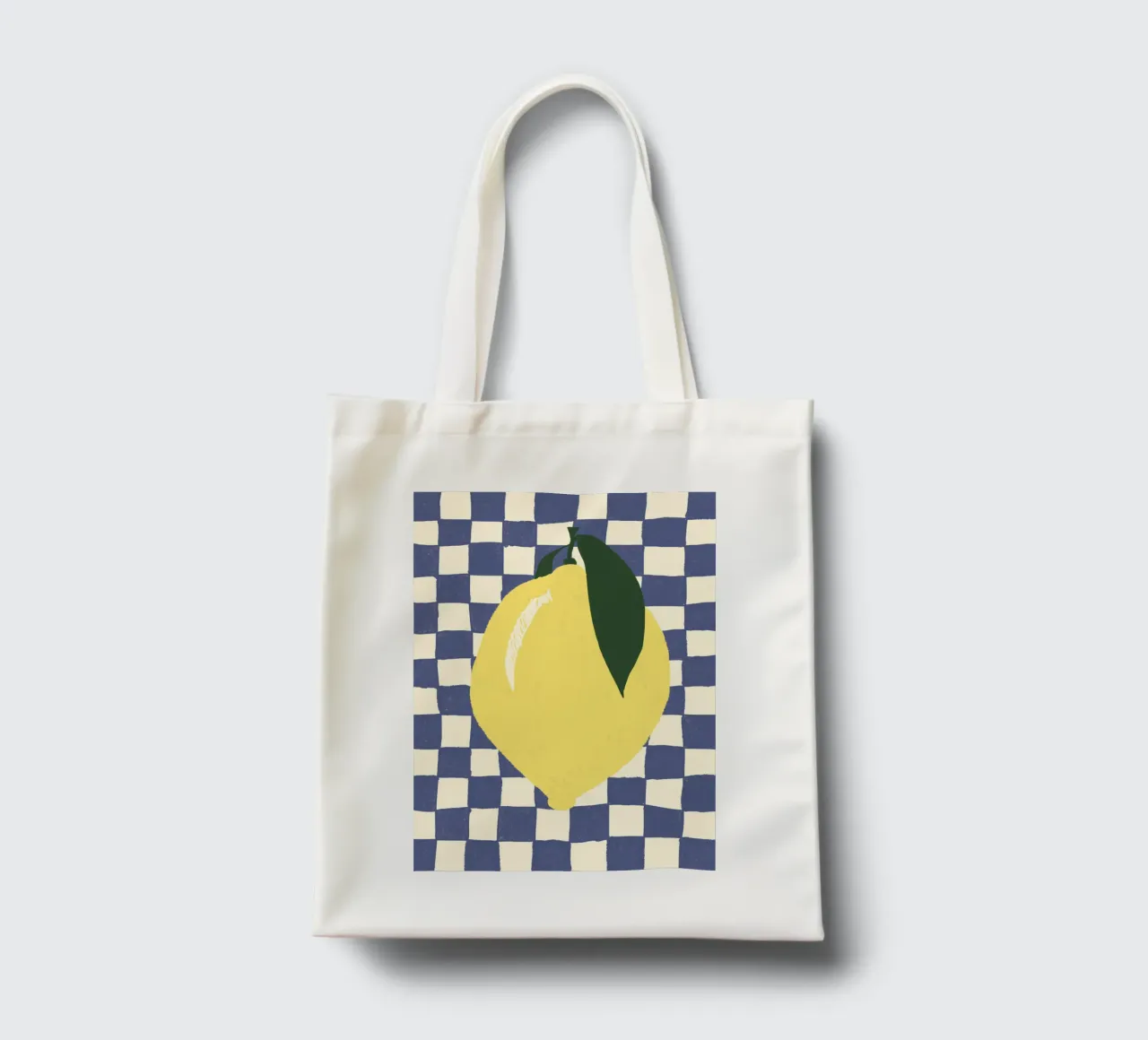 Zitrone auf Karomuster borsa in juta da Studio Dolci