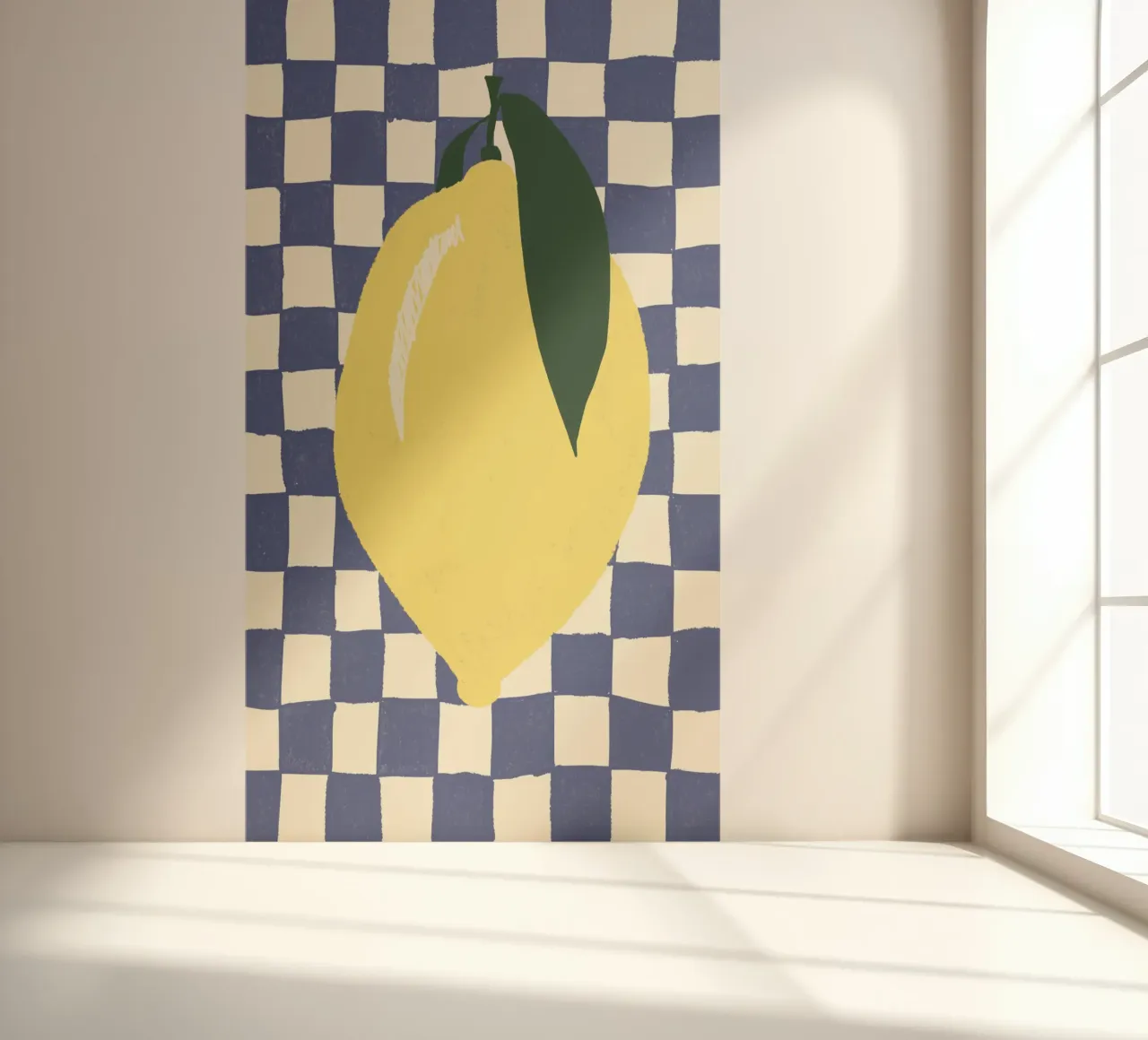 Zitrone auf Karomuster carta da parati fotografica da Studio Dolci