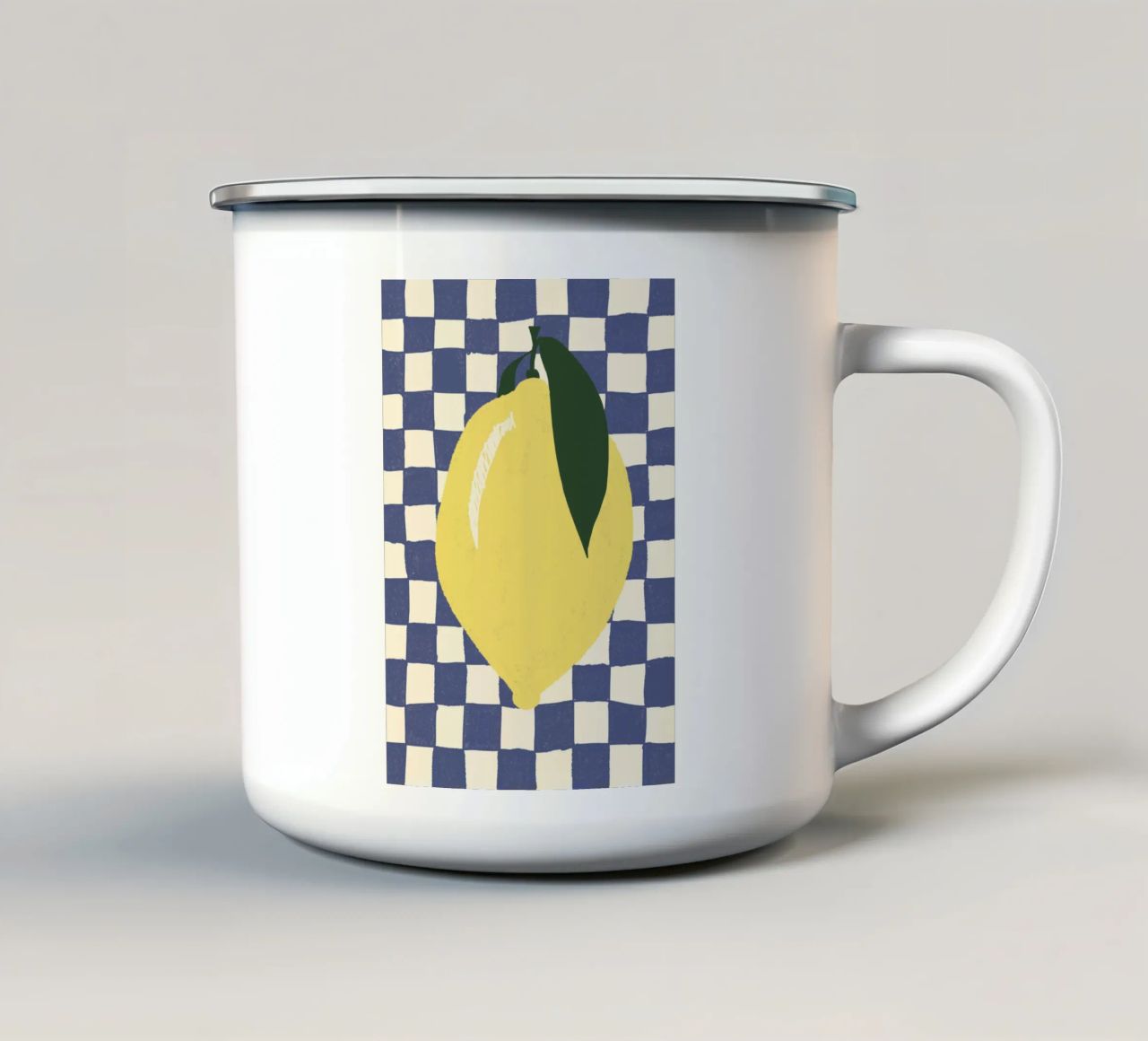 Zitrone auf Karomuster tazza in smalto da Studio Dolci