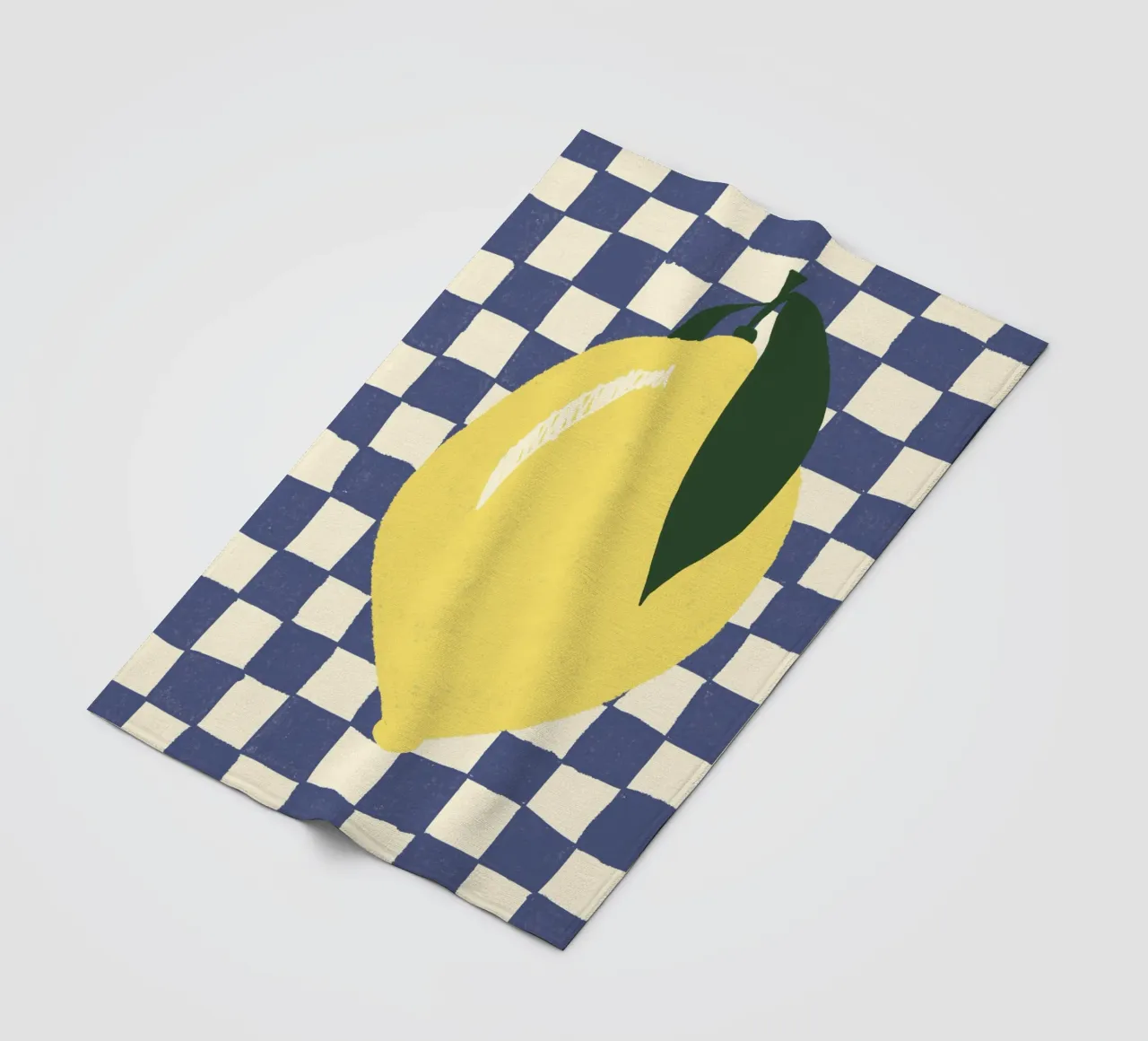 Zitrone auf Karomuster Fleecedecke von Studio Dolci