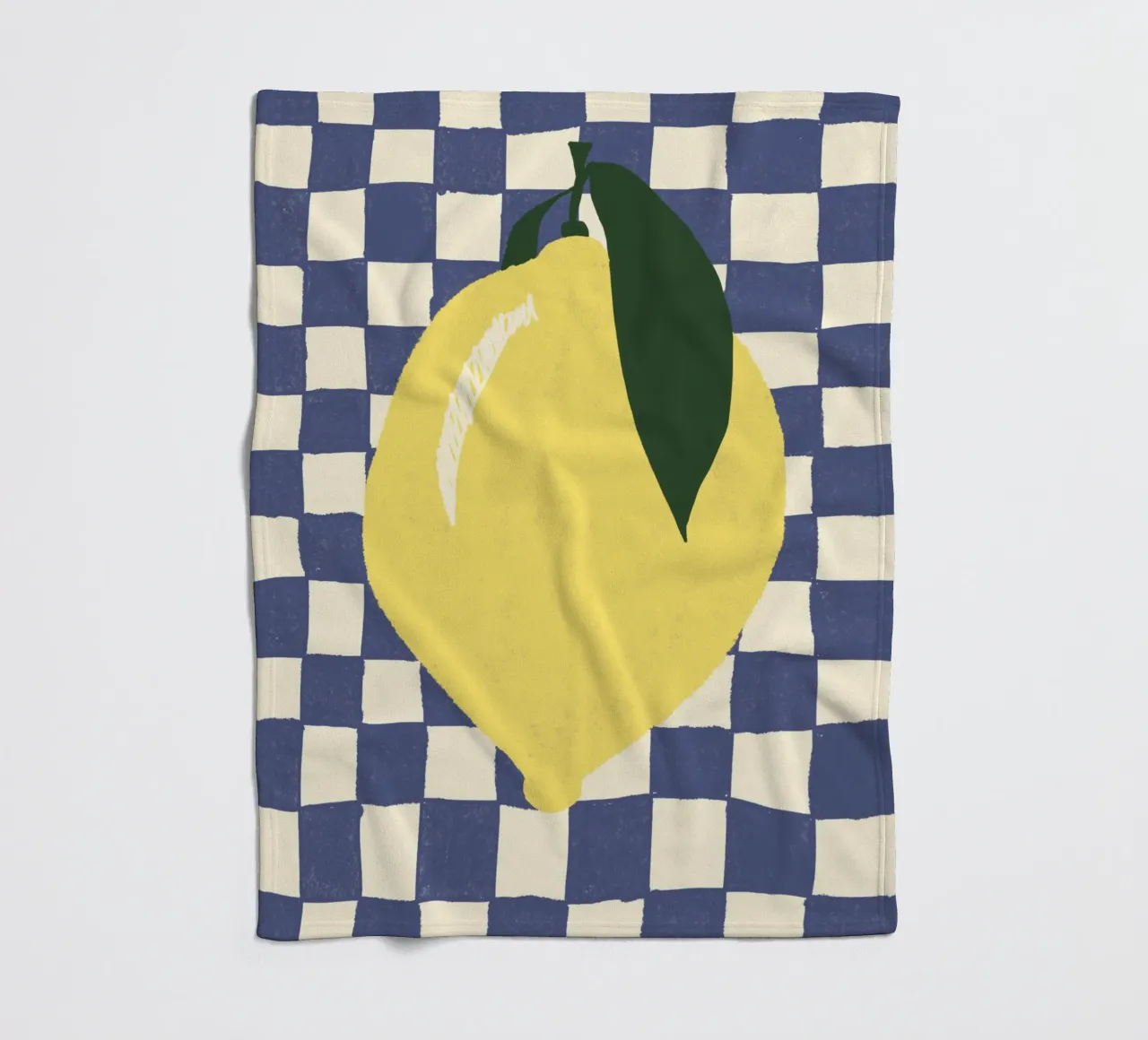 Zitrone auf Karomuster Fleecedecke von Studio Dolci