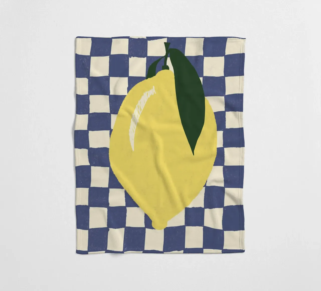 Zitrone auf Karomuster Fleecedecke von Studio Dolci