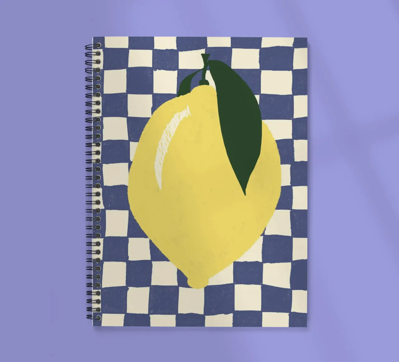 Zitrone auf Karomuster notitieboek met spiraal van Studio Dolci