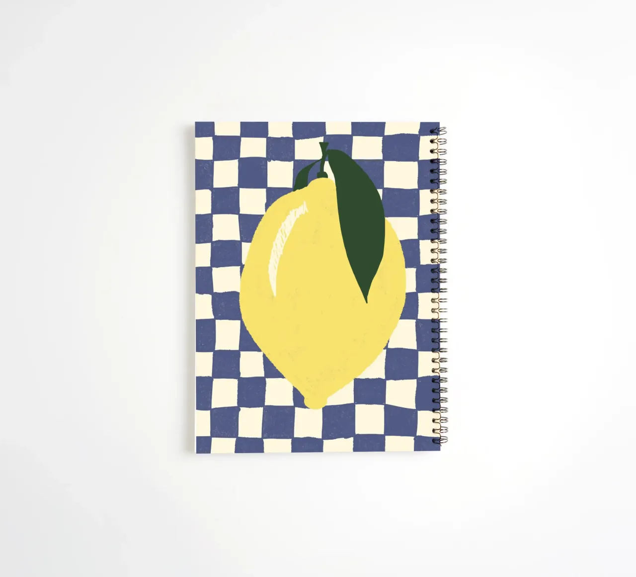 Zitrone auf Karomuster notitieboek met spiraal van Studio Dolci