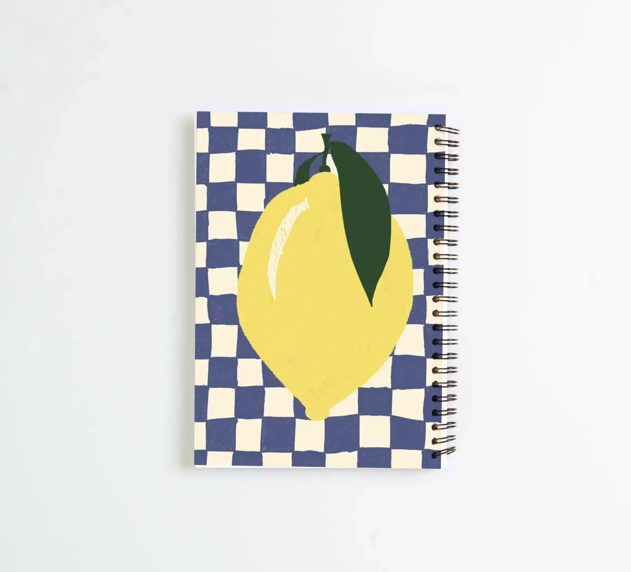Zitrone auf Karomuster notitieboek met spiraal van Studio Dolci