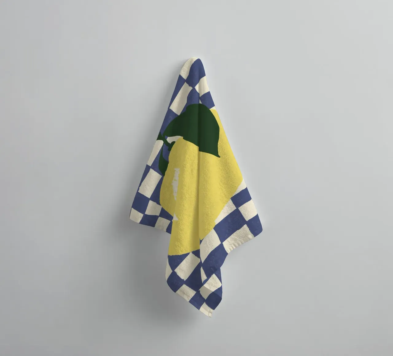 Zitrone auf Karomuster badhanddoek van Studio Dolci