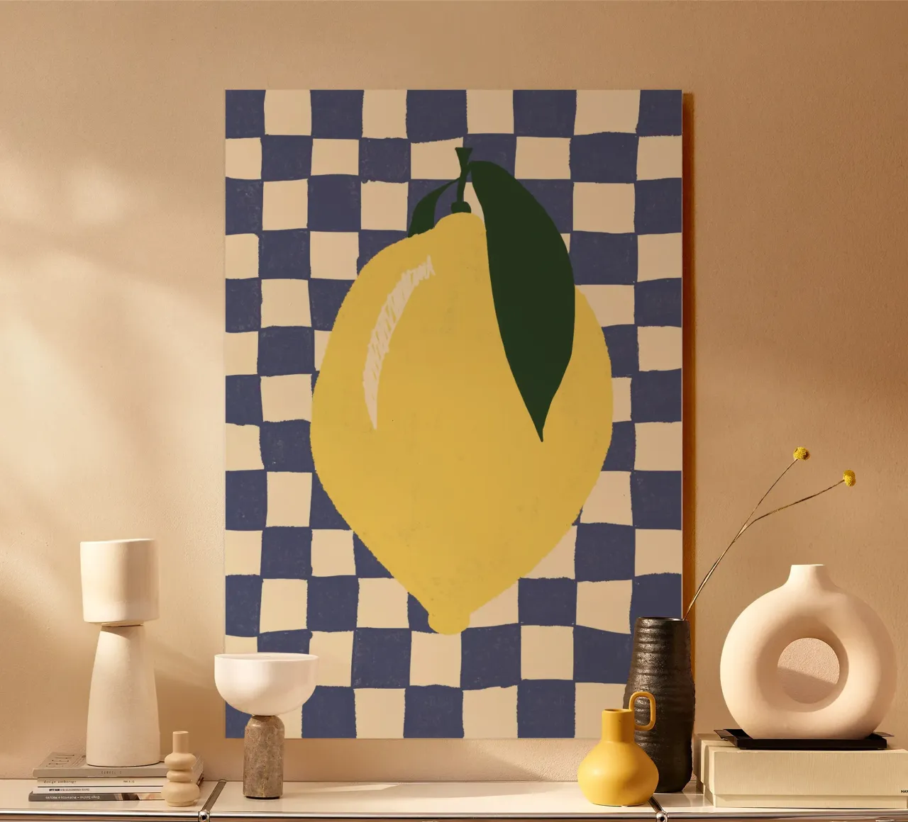 Zitrone auf Karomuster alu dibond de Studio Dolci
