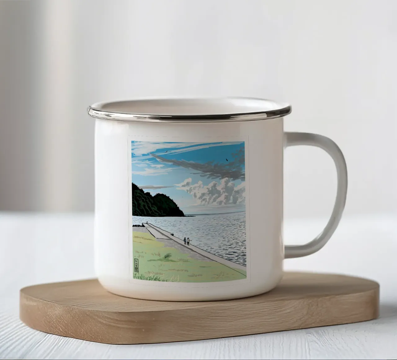 Giornata estiva tazza in smalto da Asobōze
