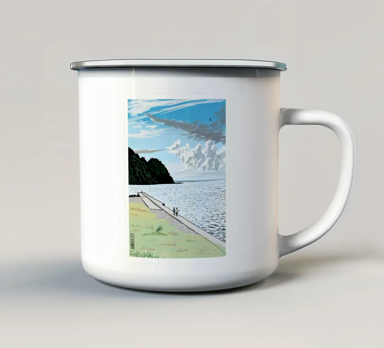 Giornata estiva tazza in smalto da Asobōze