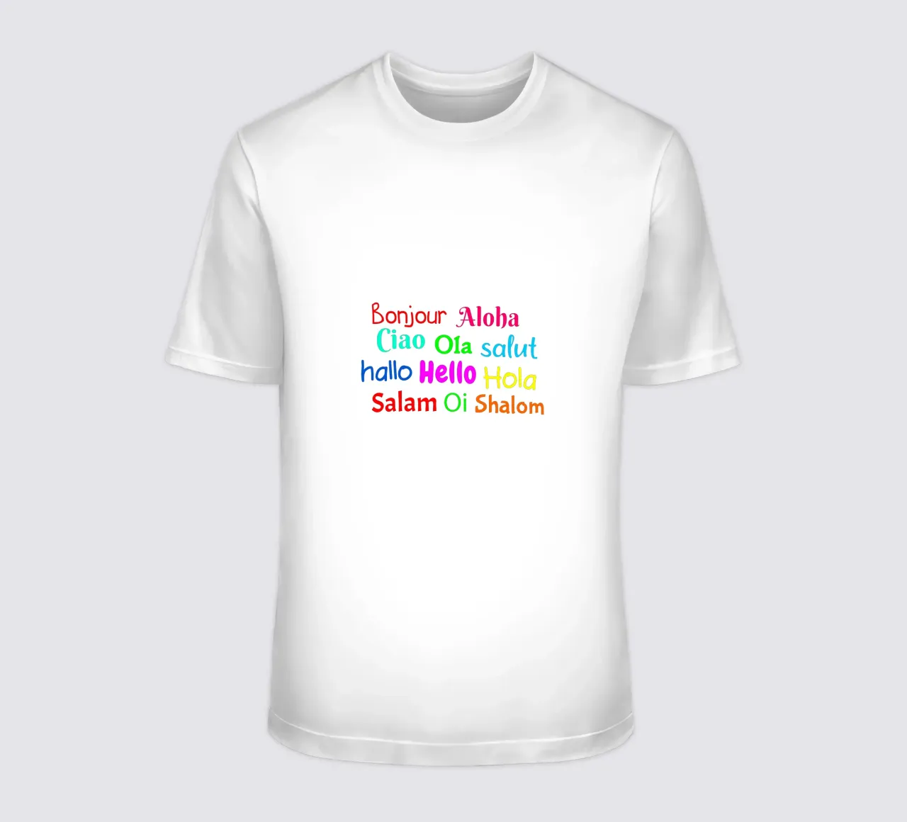 Hello in different languages t-shirt van happieeagle