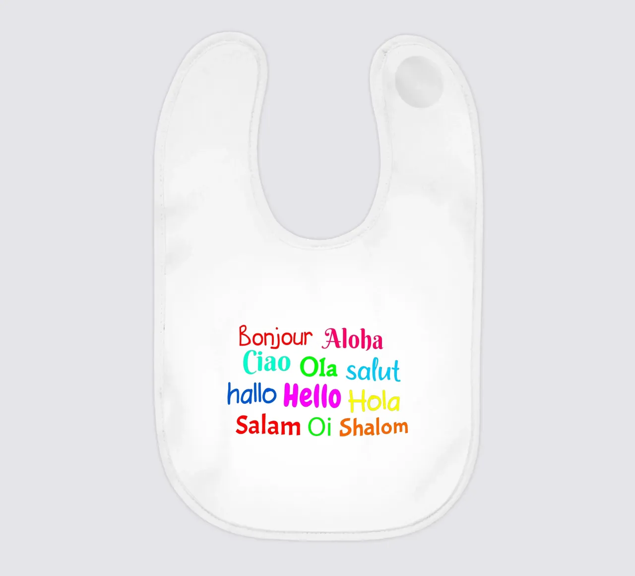 Hello in different languages baby bib by happieeagle