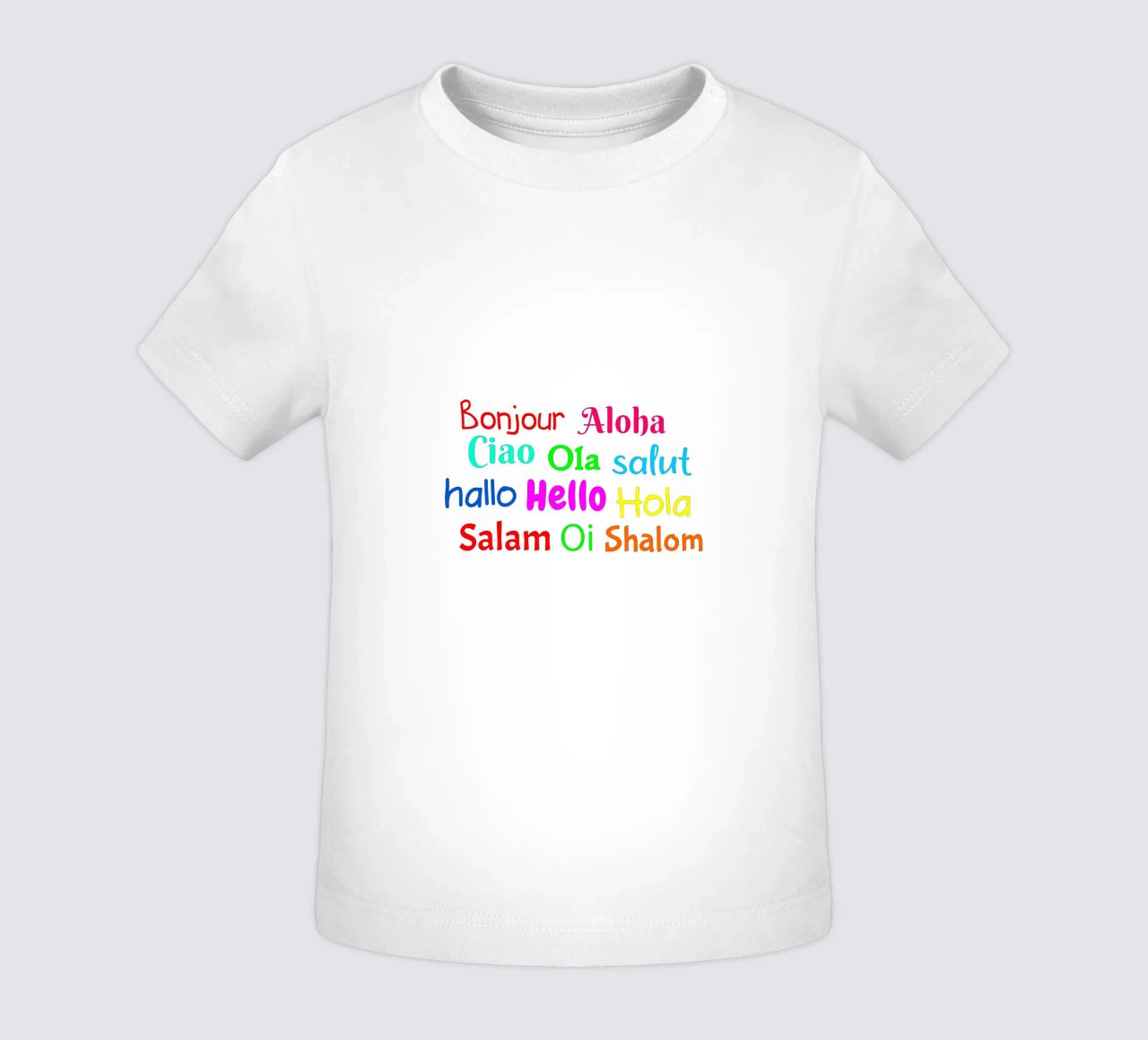 Hello in different languages maglietta neonato da happieeagle