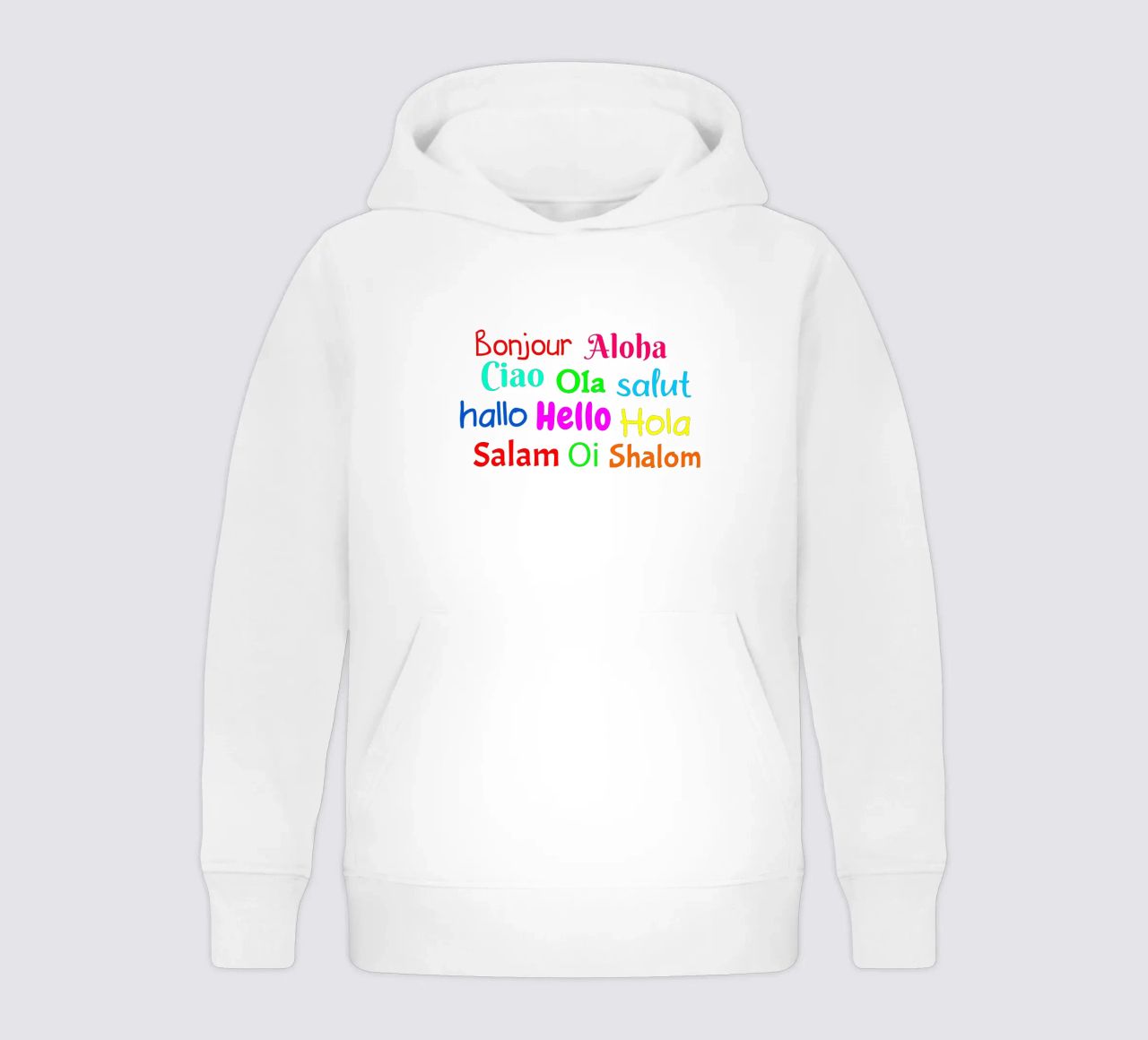 Hello in different languages felpa bambino con cappuccio da happieeagle