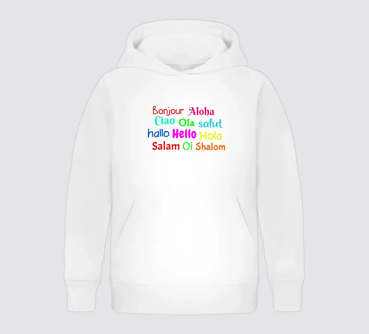 Hello in different languages sudadera con capucha para niño de happieeagle