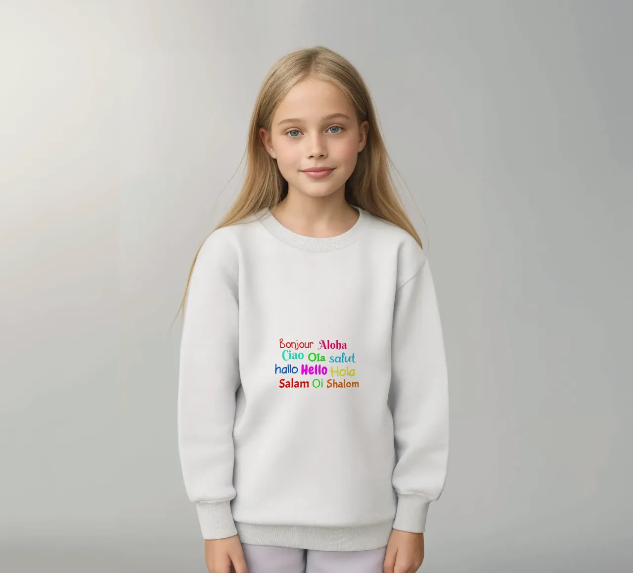 Hello in different languages Kinder Sweatshirt von happieeagle
