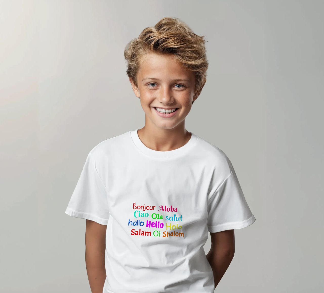 Hello in different languages t-shirt bambini da happieeagle