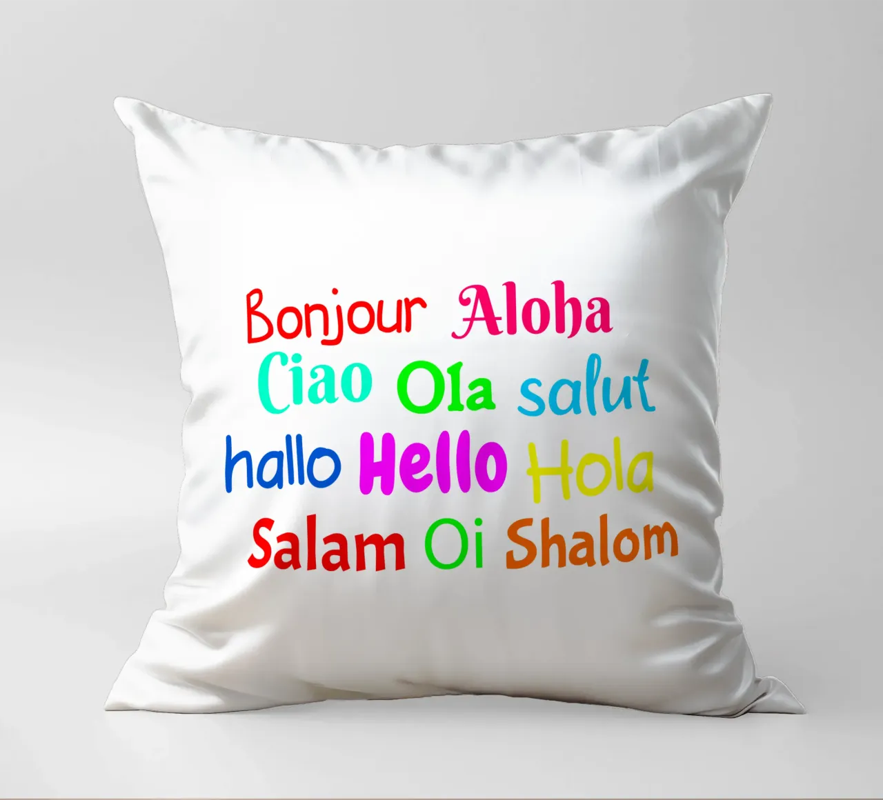 Hello in different languages coussin de happieeagle