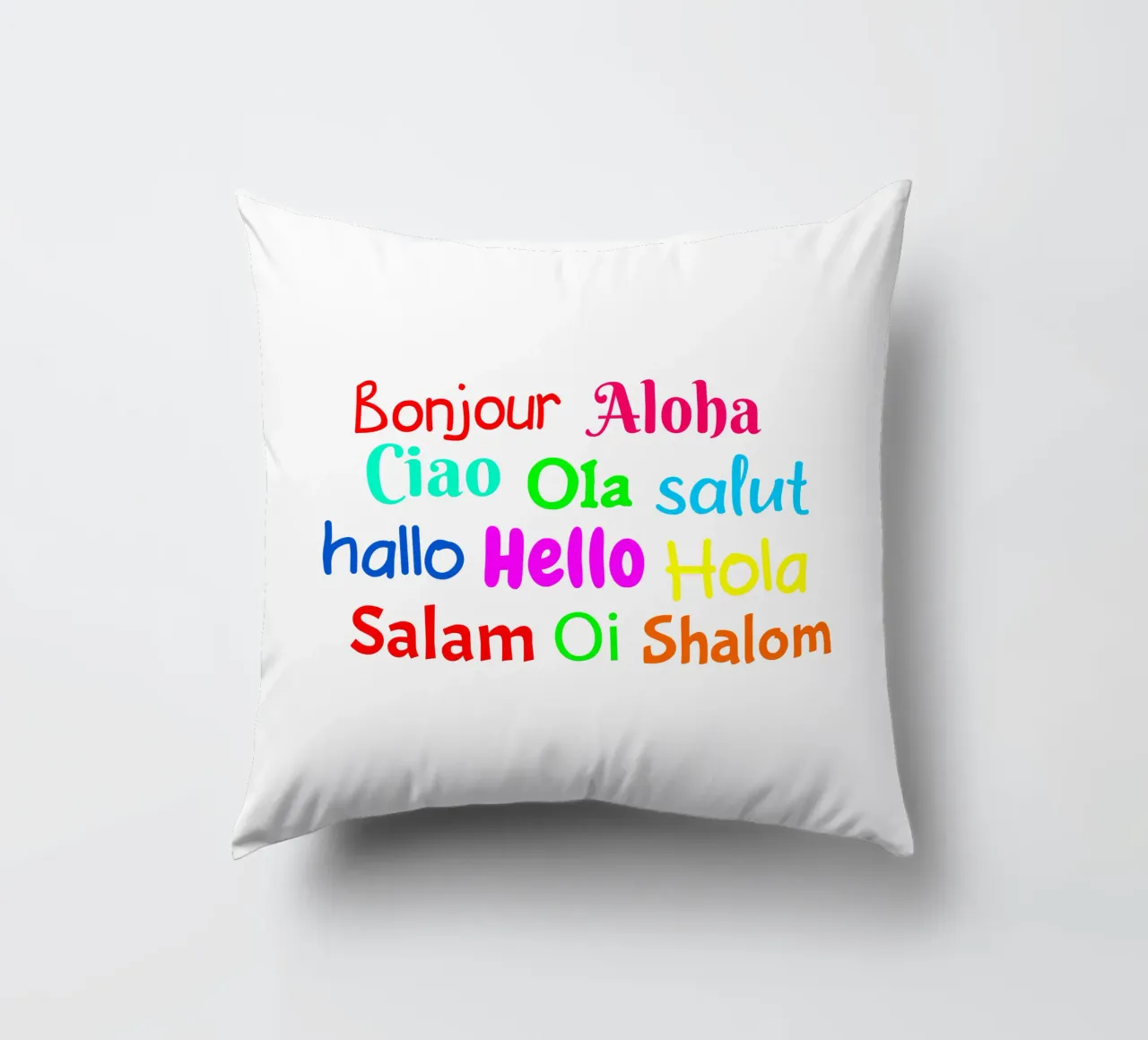 Hello in different languages Kissen von happieeagle