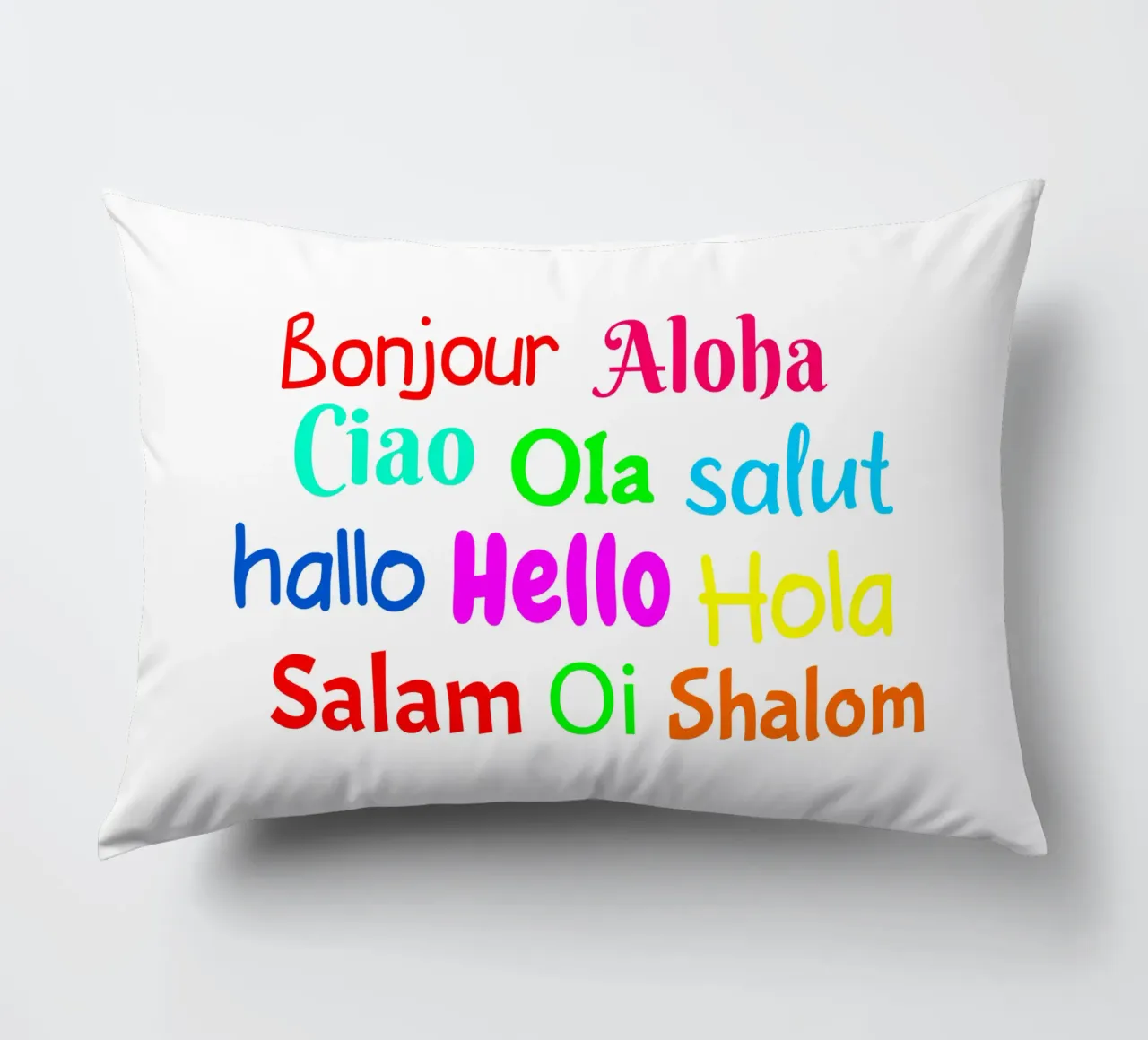 Hello in different languages Kissen von happieeagle