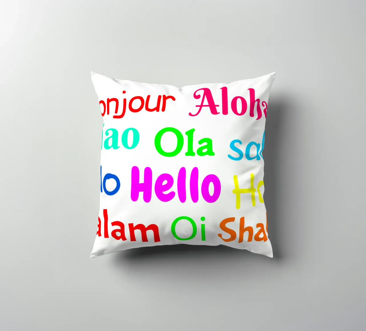Hello in different languages Kissen von happieeagle