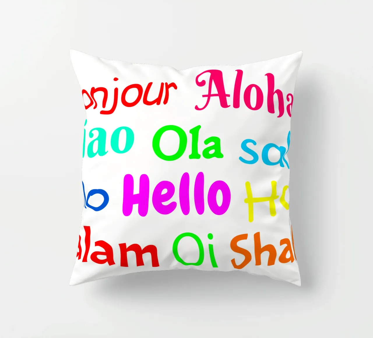 Hello in different languages Kissen von happieeagle